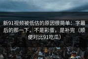 新91视频被低估的原因很简单：字幕后的那一下，不是彩蛋，是补完（顺便对比91吃瓜）