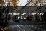 蘑菇视频官网周末晚上：加载速度别再乱试了