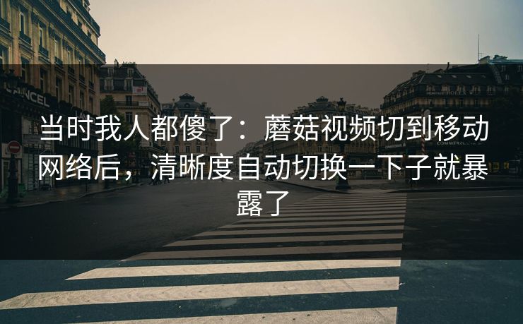 当时我人都傻了:蘑菇视频切到移动网络后,清晰度自动切换一下子就暴露了 当时我人都傻了:蘑菇视频切到移动网络后,清晰度自动切换一下子就暴露了