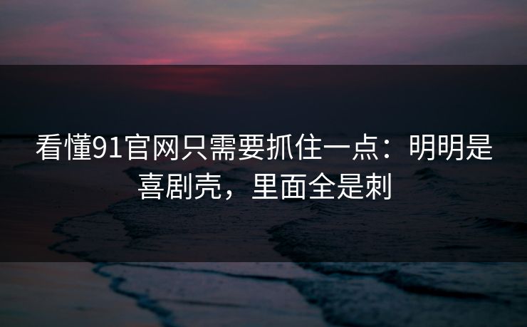看懂91官网只需要抓住一点：明明是喜剧壳，里面全是刺
