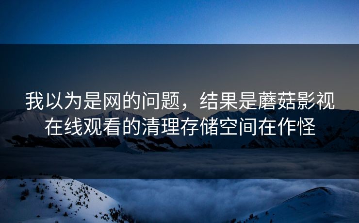 我以为是网的问题，结果是蘑菇影视在线观看的清理存储空间在作怪