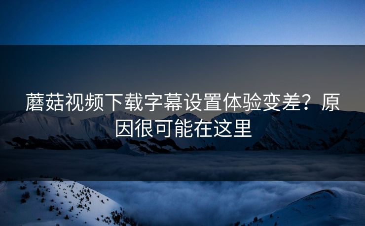 蘑菇视频下载字幕设置体验变差？原因很可能在这里