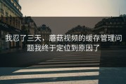 我忍了三天，蘑菇视频的缓存管理问题我终于定位到原因了