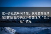 这一步让我瞬间清醒，我把蘑菇视频官网的音量与亮度手势整理成“傻瓜版”教程