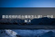 蘑菇视频的后台播放怎么调？一句话解决