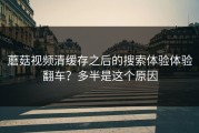 蘑菇视频清缓存之后的搜索体验体验翻车？多半是这个原因