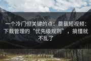 一个冷门但关键的点：蘑菇短视频：下载管理的“优先级规则”，搞懂就不乱了