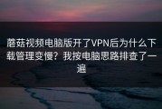 蘑菇视频电脑版开了VPN后为什么下载管理变慢？我按电脑思路排查了一遍
