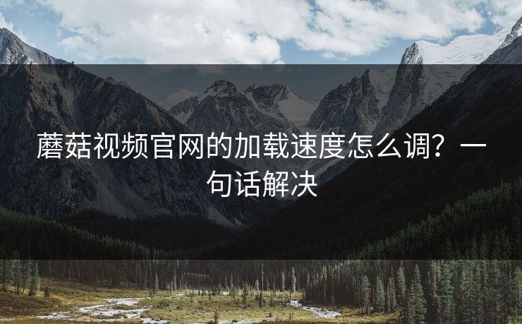 蘑菇视频官网的加载速度怎么调？一句话解决