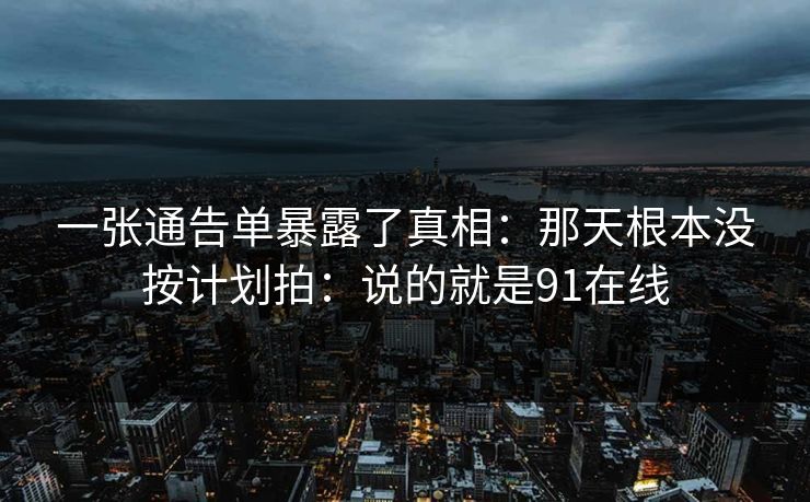 一张通告单暴露了真相：那天根本没按计划拍：说的就是91在线