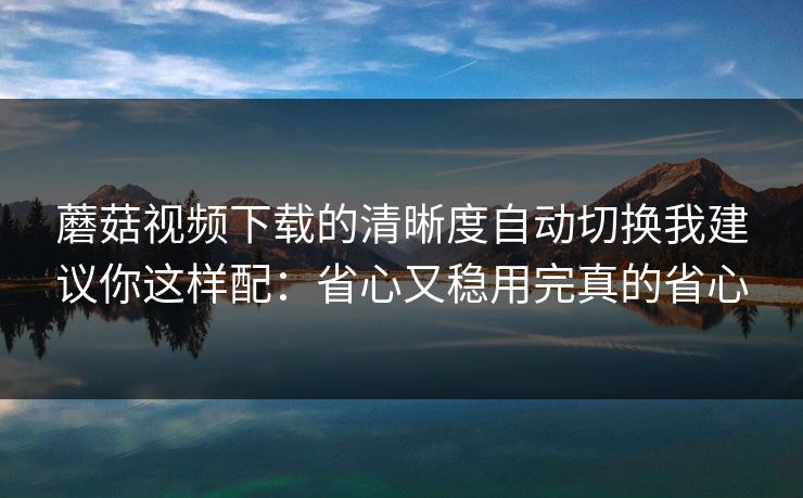 蘑菇视频下载的清晰度自动切换我建议你这样配：省心又稳用完真的省心