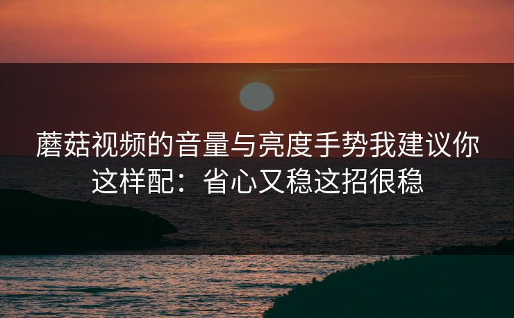 蘑菇视频的音量与亮度手势我建议你这样配：省心又稳这招很稳