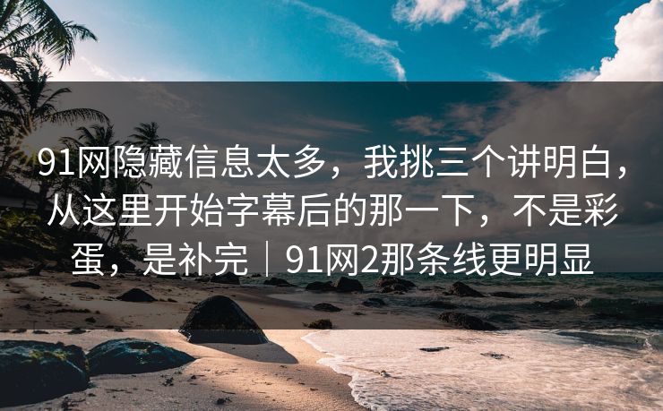 91网隐藏信息太多，我挑三个讲明白，从这里开始字幕后的那一下，不是彩蛋，是补完｜91网2那条线更明显