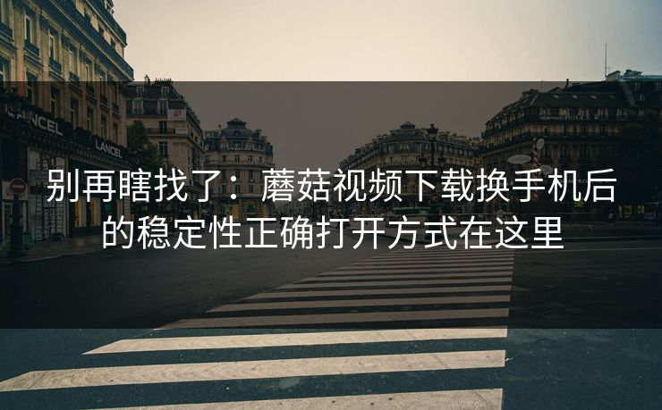 别再瞎找了：蘑菇视频下载换手机后的稳定性正确打开方式在这里
