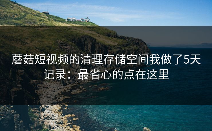 蘑菇短视频的清理存储空间我做了5天记录：最省心的点在这里