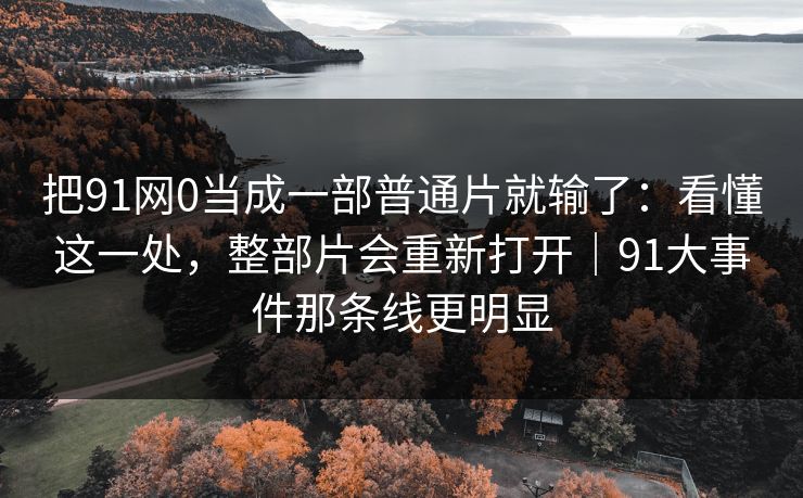把91网0当成一部普通片就输了：看懂这一处，整部片会重新打开｜91大事件那条线更明显