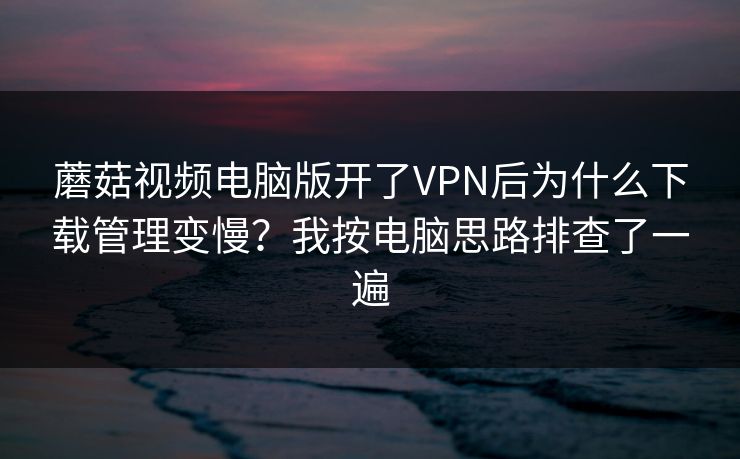 蘑菇视频电脑版开了VPN后为什么下载管理变慢？我按电脑思路排查了一遍