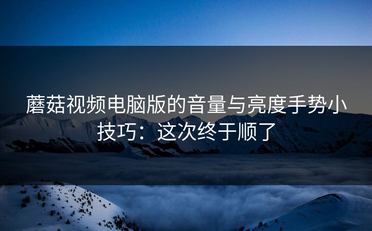蘑菇视频电脑版的音量与亮度手势小技巧：这次终于顺了
