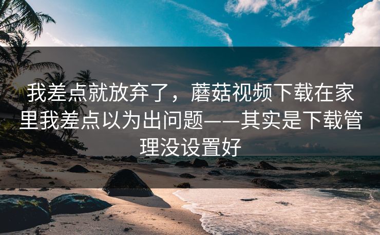 我差点就放弃了，蘑菇视频下载在家里我差点以为出问题——其实是下载管理没设置好