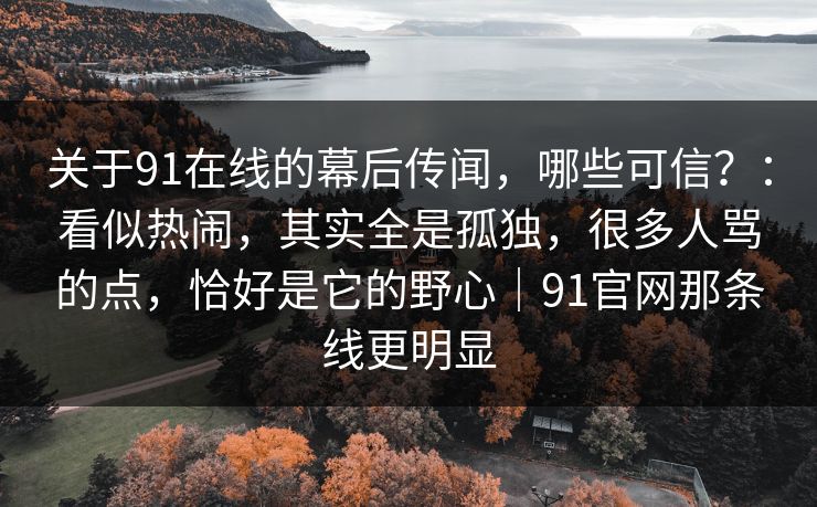 关于91在线的幕后传闻，哪些可信？：看似热闹，其实全是孤独，很多人骂的点，恰好是它的野心｜91官网那条线更明显