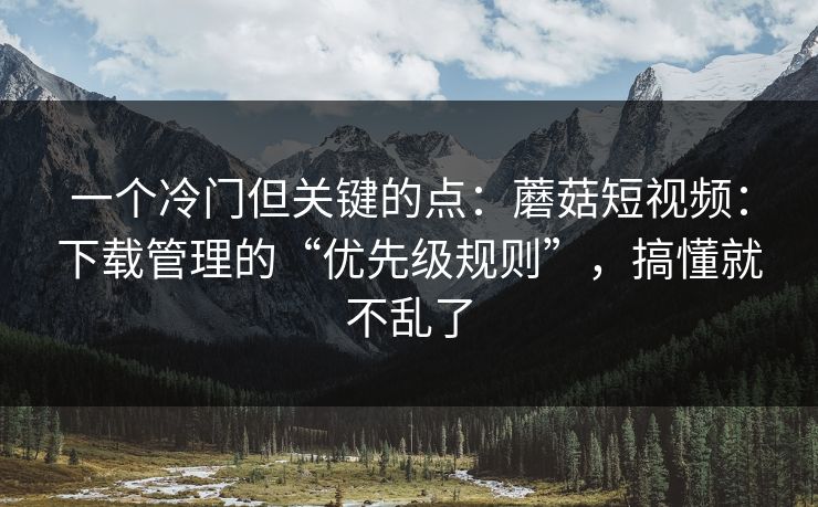 一个冷门但关键的点：蘑菇短视频：下载管理的“优先级规则”，搞懂就不乱了