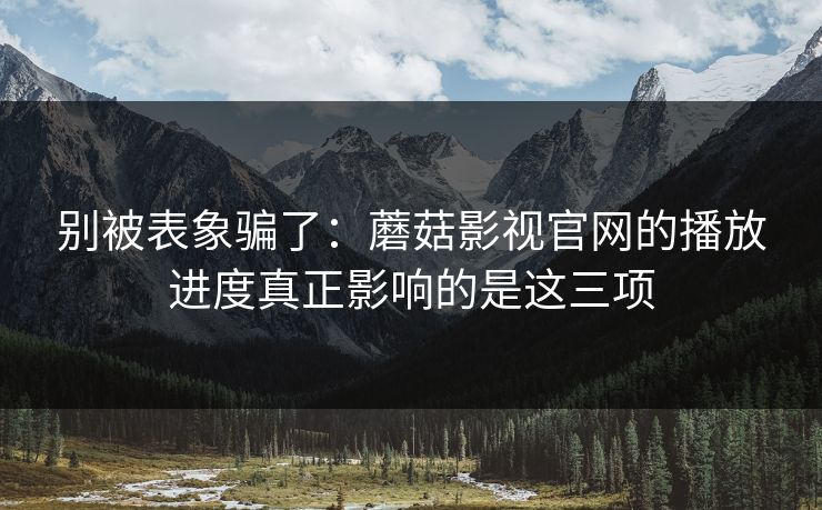 别被表象骗了：蘑菇影视官网的播放进度真正影响的是这三项